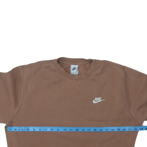 Nike Womens Brown Small Pullover Sweatshirt Crew Neck Cotton Blend