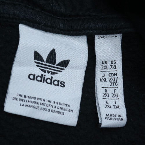 adidas Men Black 2XL Pullover Hoodie with Logo and Pockets