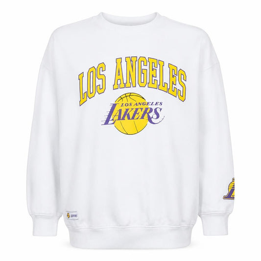 Front view of NBA Los Angeles Lakers White Graphic Pullover Sweatshirt Women's M