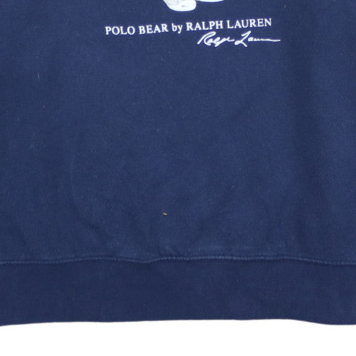 Ralph Lauren Men Blue XL Pullover Crew Neck Sweatshirt Embroidered Bear