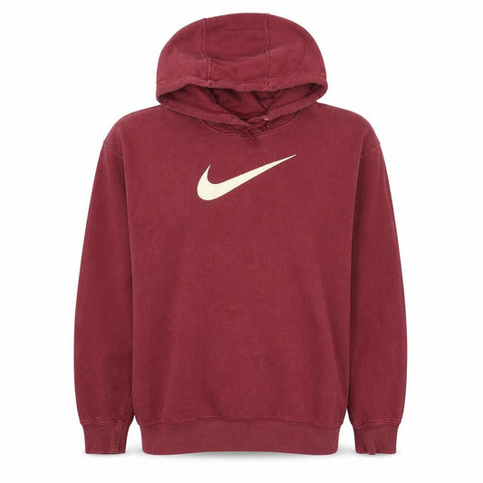 Front view of Nike Women's Burgundy Pullover Hoodie Medium Cotton Blend Sweatshirt