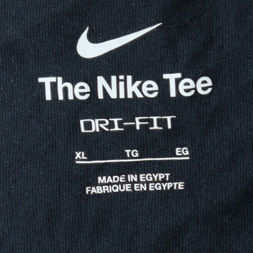 Nike Men's Black Basketball Dri-Fit T-Shirt XL Cotton Blend Crew Neck