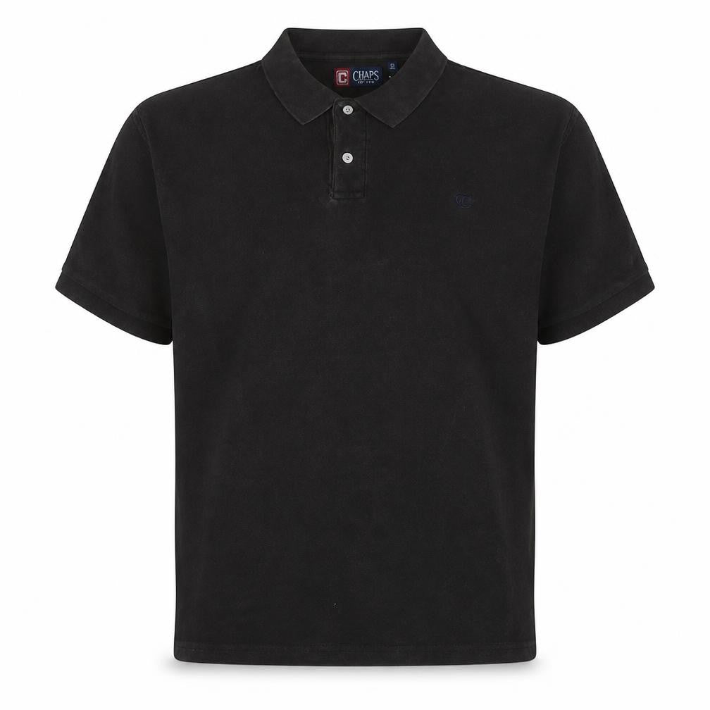 Front view of Chaps Men's Black XL Cotton Short Sleeve Polo Shirt