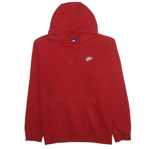 Nike Men's Red Pullover Hoodie L Fleece Regular Fit Logo Sweatshirt