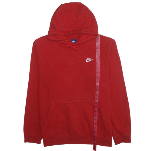 Nike Men's Red Pullover Hoodie L Fleece Regular Fit Logo Sweatshirt