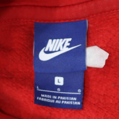 Nike Men's Red Pullover Hoodie L Fleece Regular Fit Logo Sweatshirt