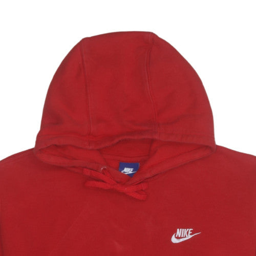Nike Men's Red Pullover Hoodie L Fleece Regular Fit Logo Sweatshirt