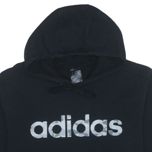Adidas Men's Black XL Pullover Hoodie with Logo Fleece Sweatshirt