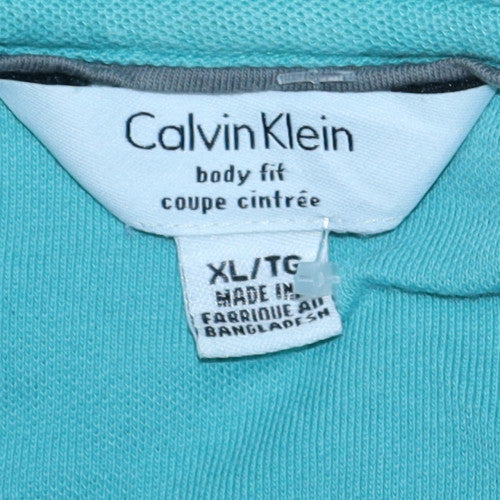 Calvin Klein Men's Blue Pima Cotton Body Fit Polo Shirt XL