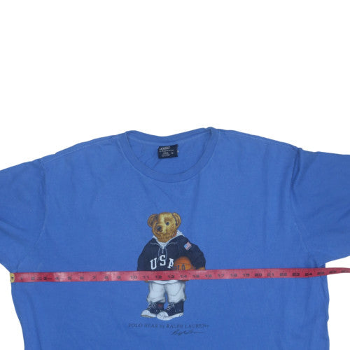 Ralph Lauren Polo Bear Blue Cotton Men's Short Sleeve T-Shirt Size L