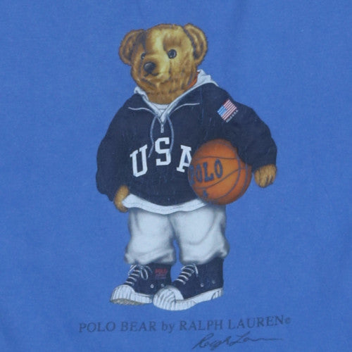 Ralph Lauren Polo Bear Blue Cotton Men's Short Sleeve T-Shirt Size L