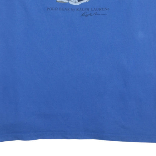 Ralph Lauren Polo Bear Blue Cotton Men's Short Sleeve T-Shirt Size L
