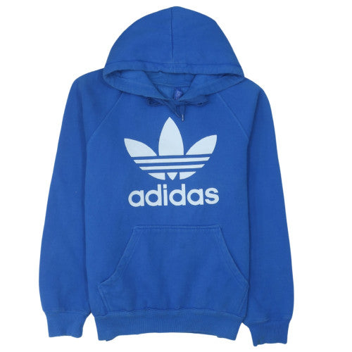 adidas Mens Blue Pullover Hoodie M Regular Fit Logo Fleece Sweatshirt