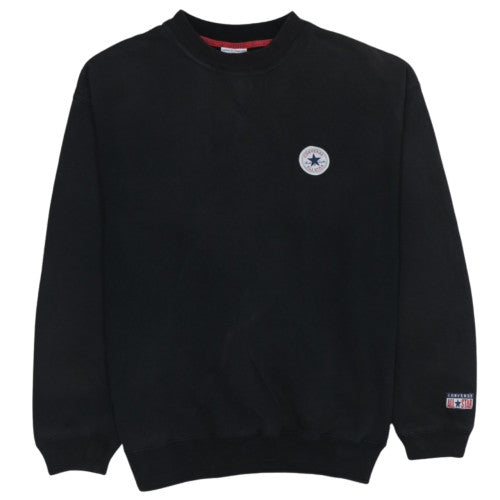 Converse Men's Black Crew Neck Logo Pullover Sweatshirt Size L