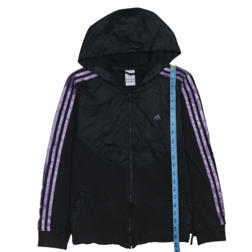 Adidas Womens Black Purple Full Zip Hooded Sweatshirt Size 16