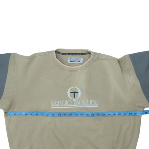 Sergio Tacchini Men’s Beige XL Pullover Sweatshirt Logo Crew Neck