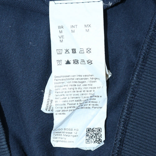 Hugo Boss Men's Blue Full Zip Hoodie M Logo Cotton Blend