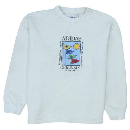 adidas Men's White 2XL Crew Neck Pullover Sweatshirt Originals Graphic