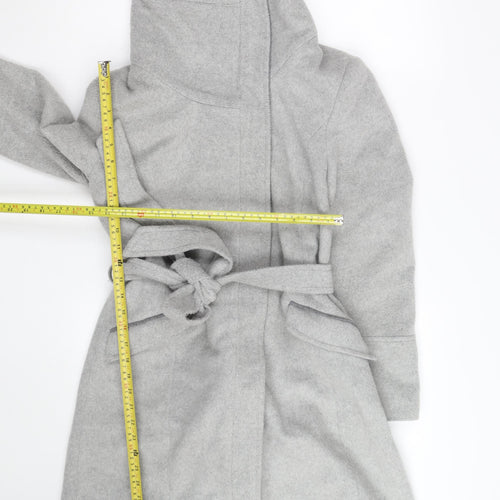 Rocha John Rocha Women's Grey Wool Blend Belted Overcoat Size 12