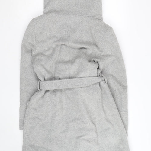 Rocha John Rocha Women's Grey Wool Blend Belted Overcoat Size 12