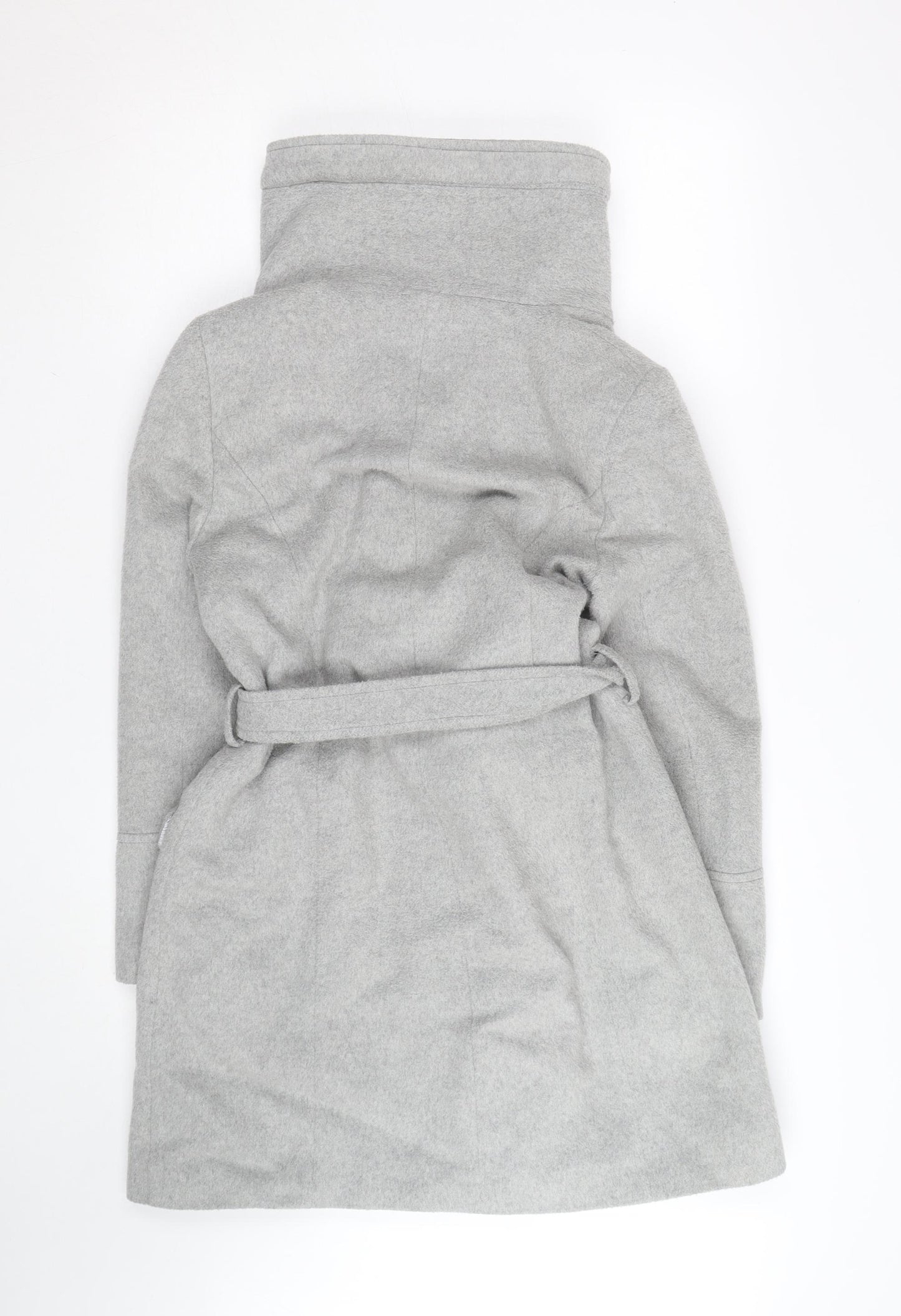 Rocha John Rocha Women's Grey Wool Blend Belted Overcoat Size 12