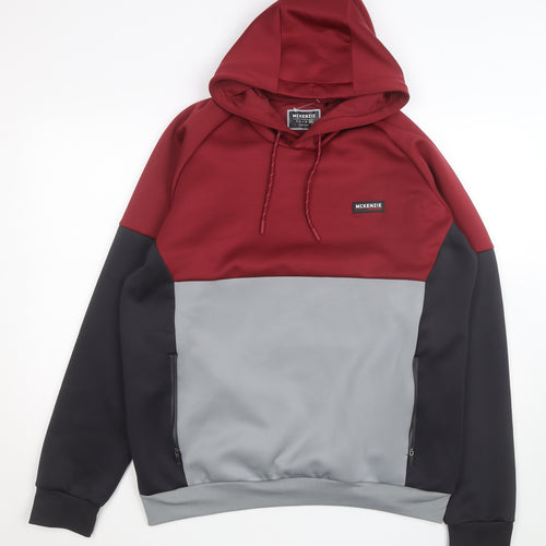 McKenzie Men's Red Grey Black 2XL Pullover Hoodie with Logo
