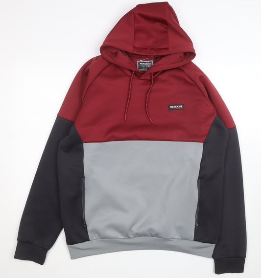 McKenzie Men's Red Grey Black 2XL Pullover Hoodie with Logo