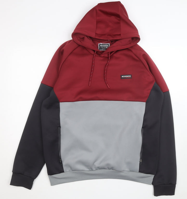 McKenzie Men's Red Grey Black 2XL Pullover Hoodie with Logo