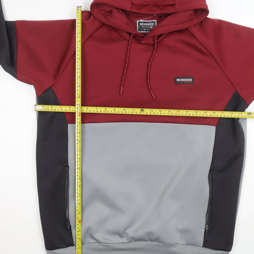 McKenzie Men's Red Grey Black 2XL Pullover Hoodie with Logo
