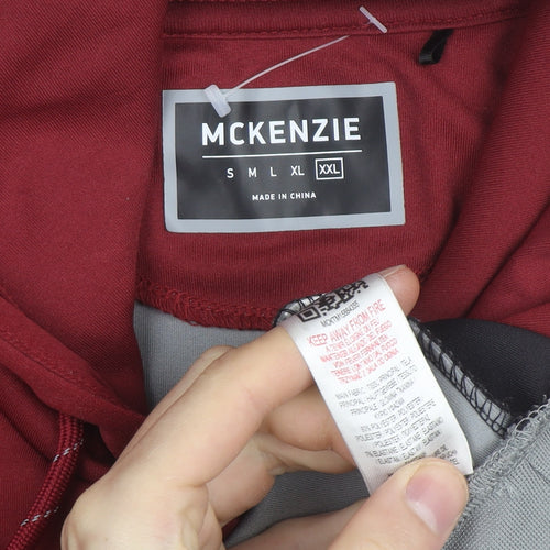 McKenzie Men's Red Grey Black 2XL Pullover Hoodie with Logo