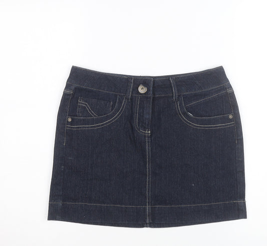 DP Denim Women's Blue Mini Skirt UK 8 Cotton Stretch Casual