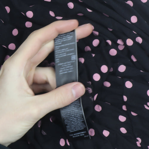 Marks and Spencer Women's Black Pink Polka Dot Midi A-Line Dress Size 12