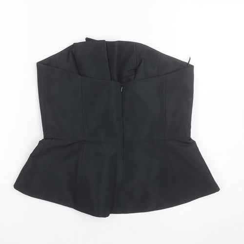 Zara Women Black Strapless Satin Camisole Beaded Party Blouse Size 10