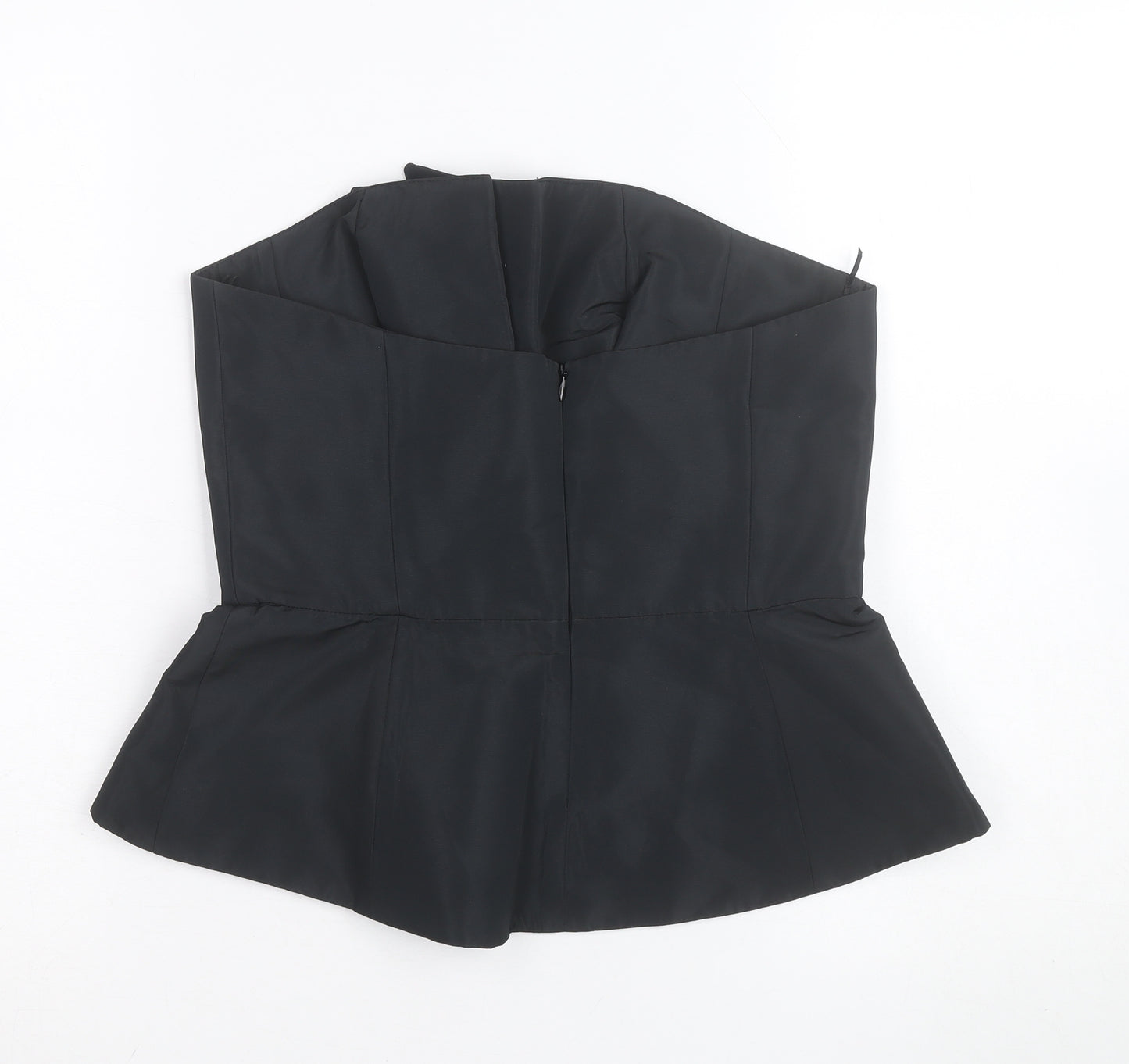 Zara Women Black Strapless Satin Camisole Beaded Party Blouse Size 10
