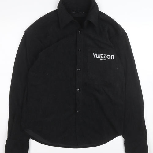 Owen Men’s Black Corduroy Long Sleeve Button-Up Shirt L