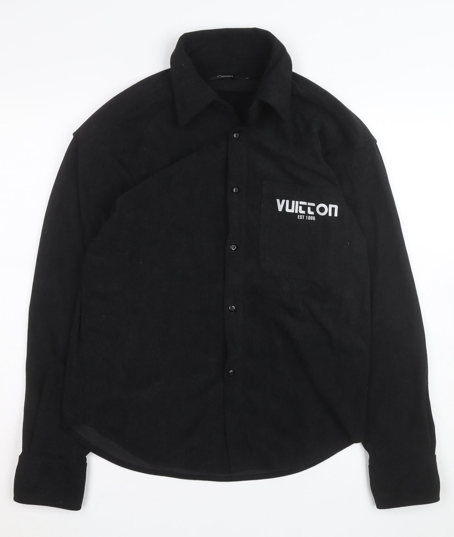 Owen Men’s Black Corduroy Long Sleeve Button-Up Shirt L