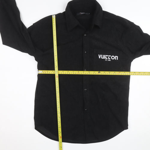 Owen Men’s Black Corduroy Long Sleeve Button-Up Shirt L