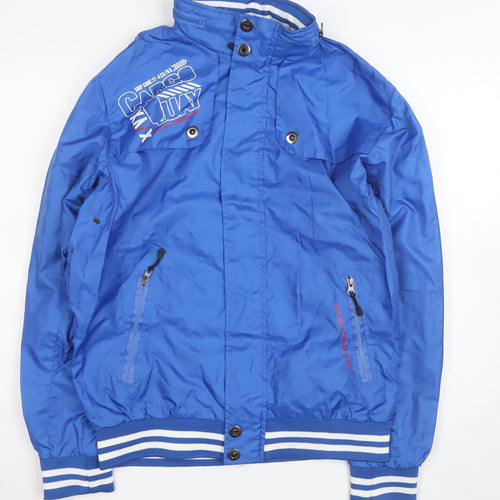 Cargo Quay Men's Blue Bomber Jacket L Lightweight Polyester Casual