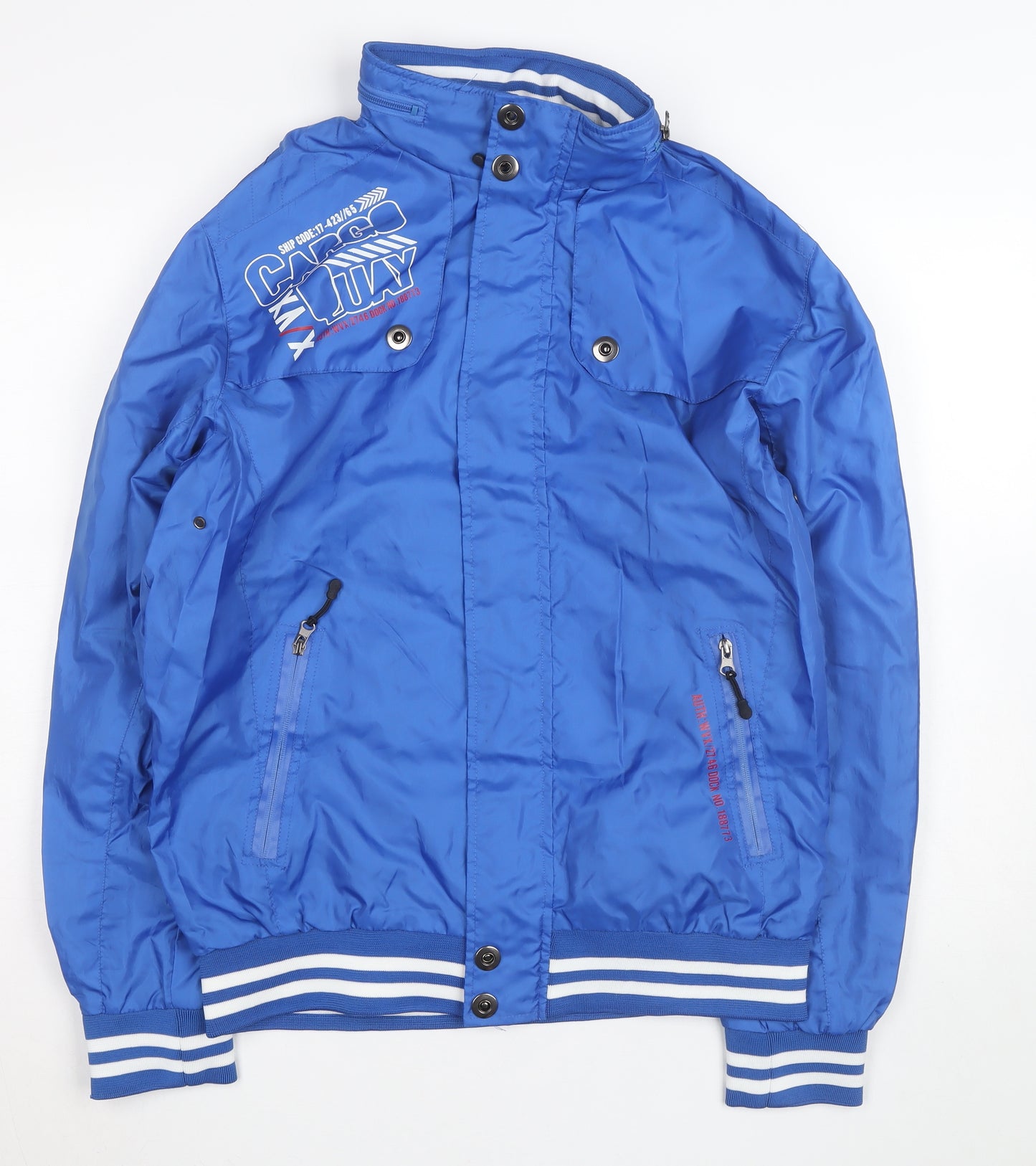 Cargo Quay Men's Blue Bomber Jacket L Lightweight Polyester Casual