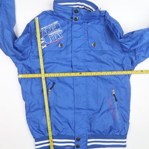 Cargo Quay Men's Blue Bomber Jacket L Lightweight Polyester Casual
