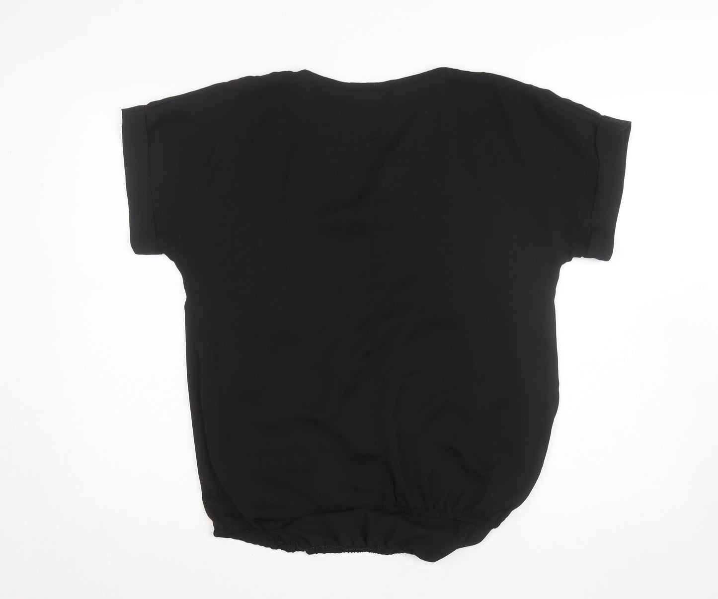 Envie de Fraises Women’s Black Size 14 Zip Neck Short Sleeve Blouse