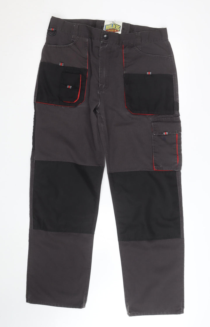 Builders Choice Men's Grey Cargo Work Trousers Size 38