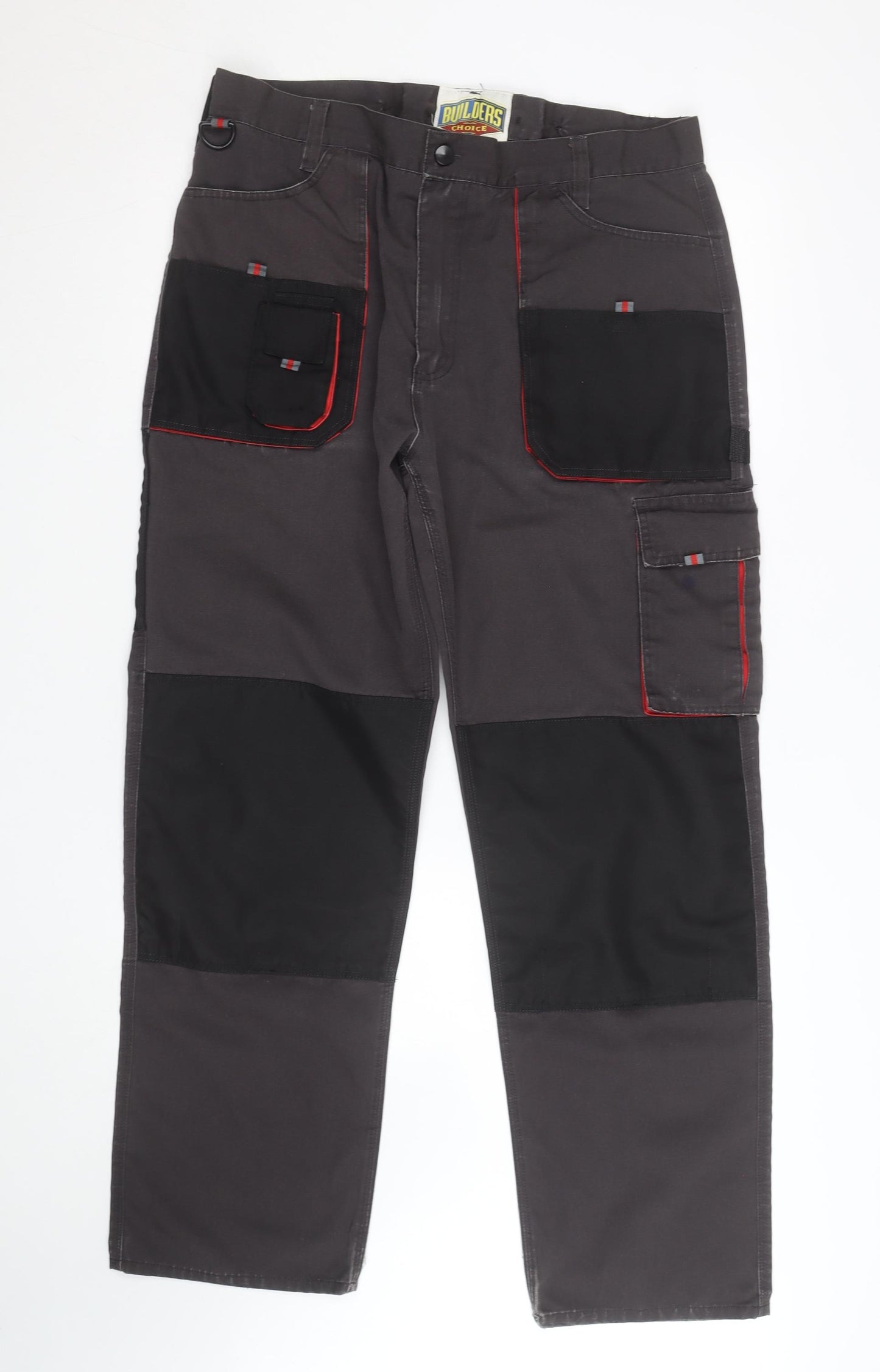 Builders Choice Men's Grey Cargo Work Trousers Size 38