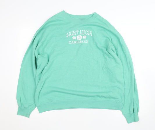Hollister Women’s Green Saint Lucia Caribbean Pullover Sweatshirt M
