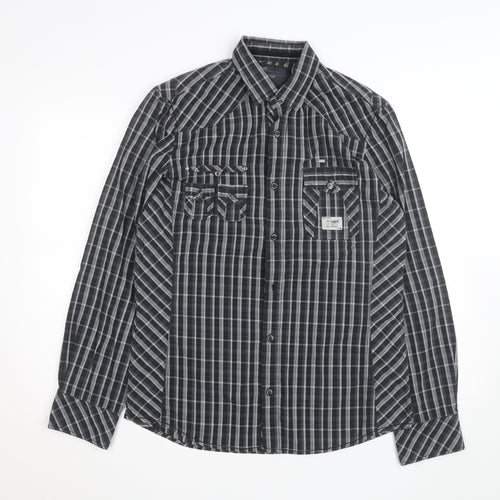 Next Men's Grey Check Slim Fit Long Sleeve Button-Up Shirt - M