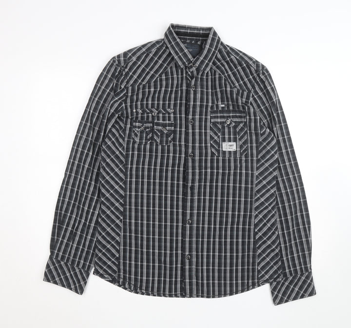 Next Men's Grey Check Slim Fit Long Sleeve Button-Up Shirt - M
