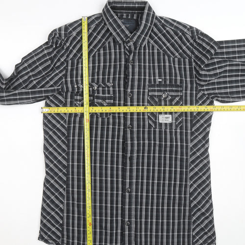 Next Men's Grey Check Slim Fit Long Sleeve Button-Up Shirt - M