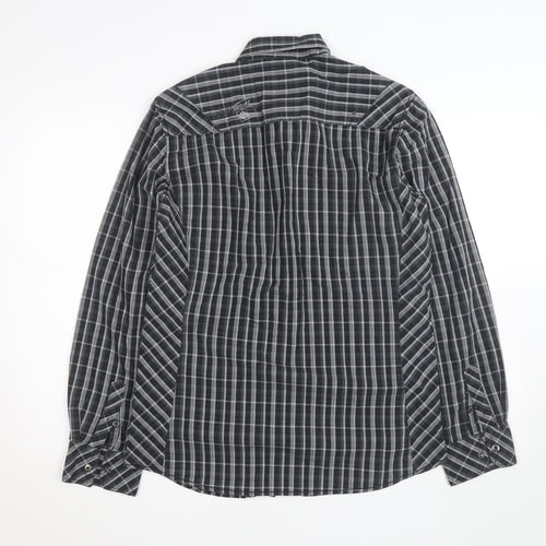 Next Men's Grey Check Slim Fit Long Sleeve Button-Up Shirt - M