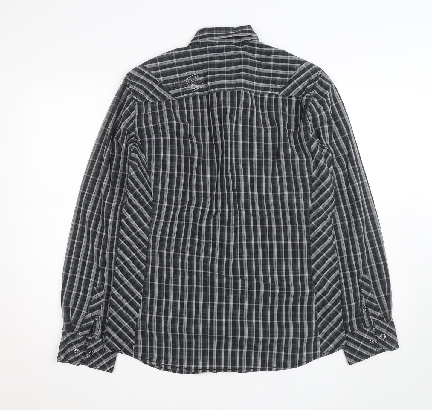 Next Men's Grey Check Slim Fit Long Sleeve Button-Up Shirt - M
