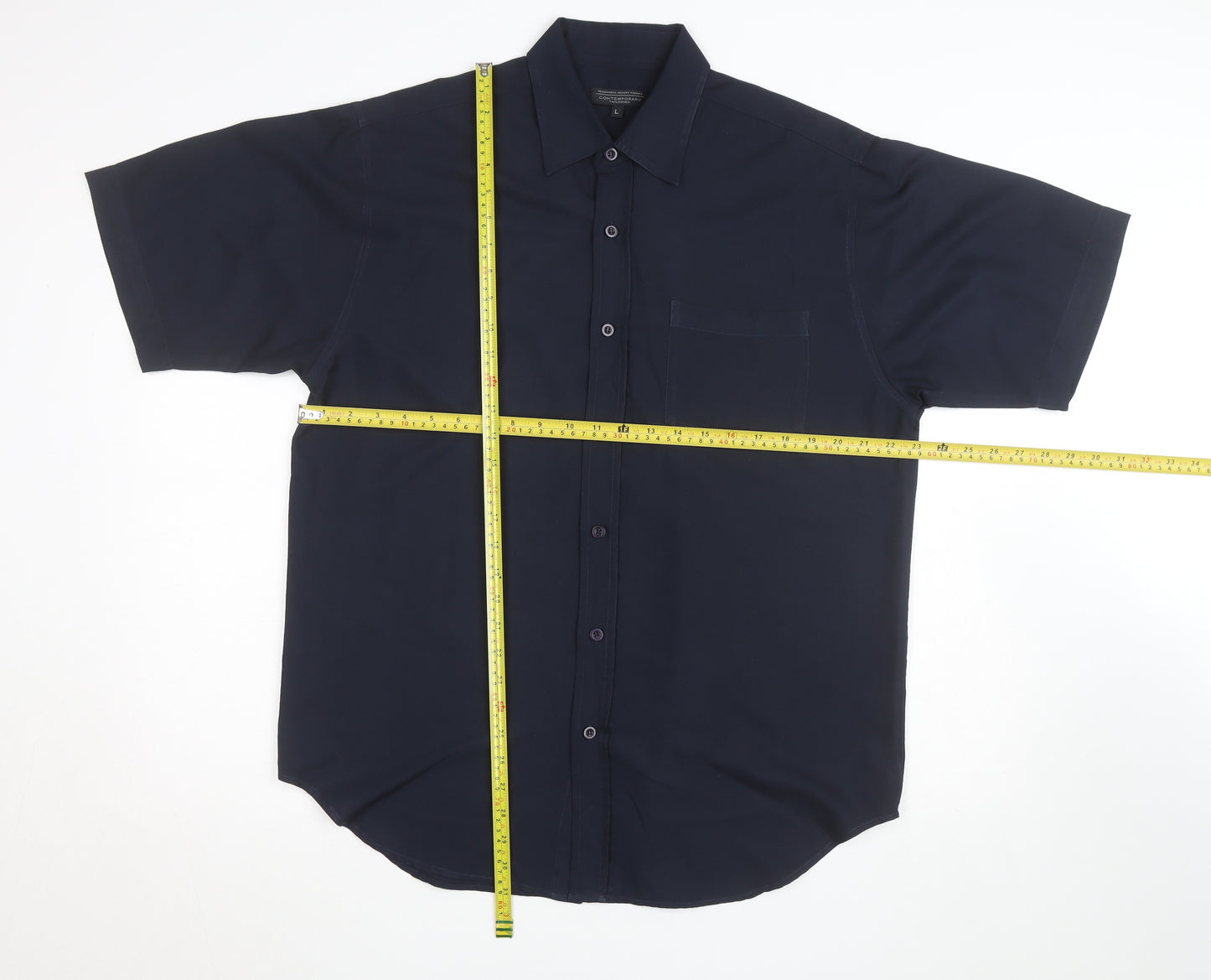 Contemporary Tailoring Men's Blue L Short Sleeve Button-Up Shirt